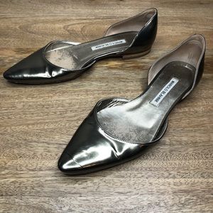 Manolo Blahnik silver Soussa flats